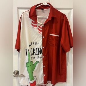 Christmas Grinch Funny Red and White Men's Shirt